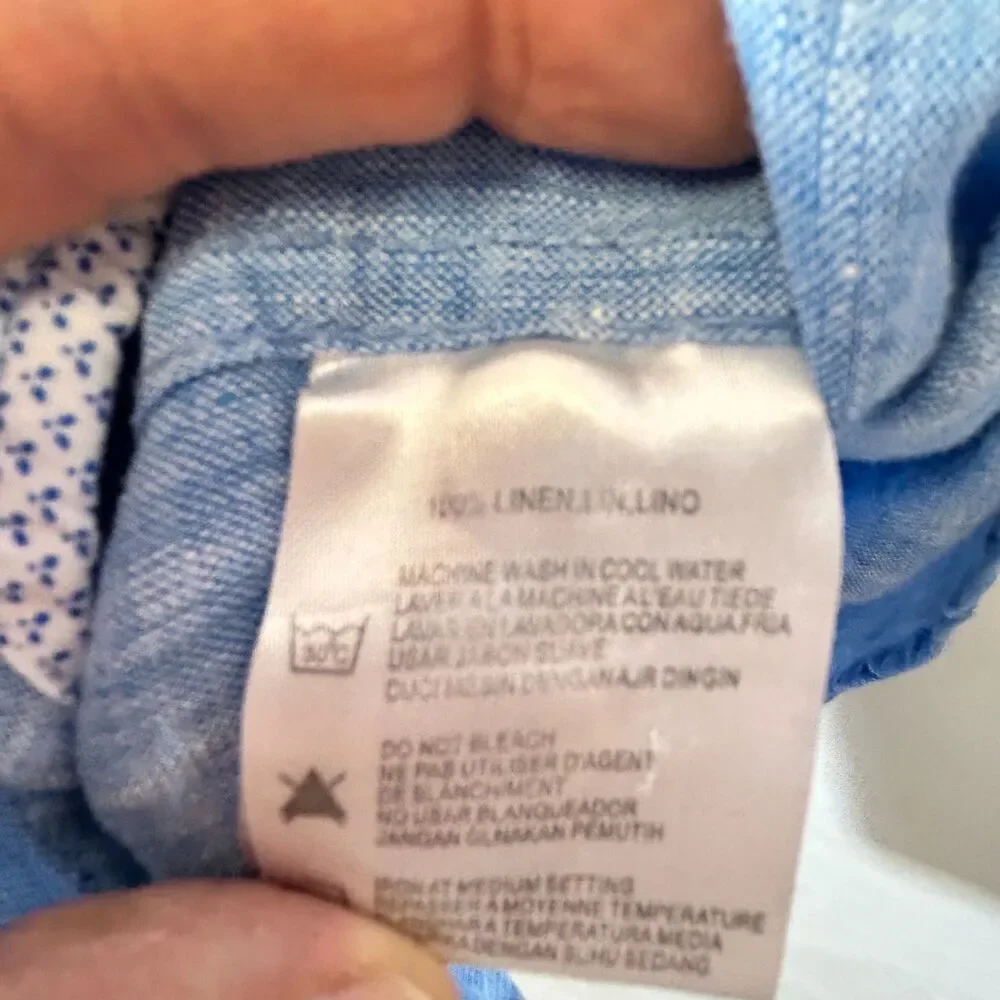 Banana Republic Men's Blue 100% Linen LS Button Front Shirt Size M
